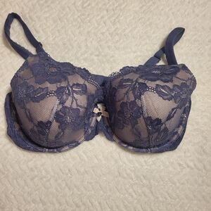 Elegant Lace Underwire Bra - Blue